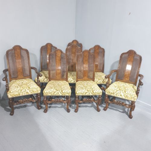 fig 1. Superb Set Eight Walnut Bergere Dining Chairs