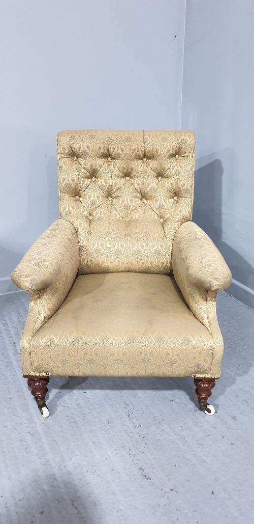 SUPER DEEP SEATED VICTORIAN LIBRARY CHAIR - ADDITIONAL PHOTO 2