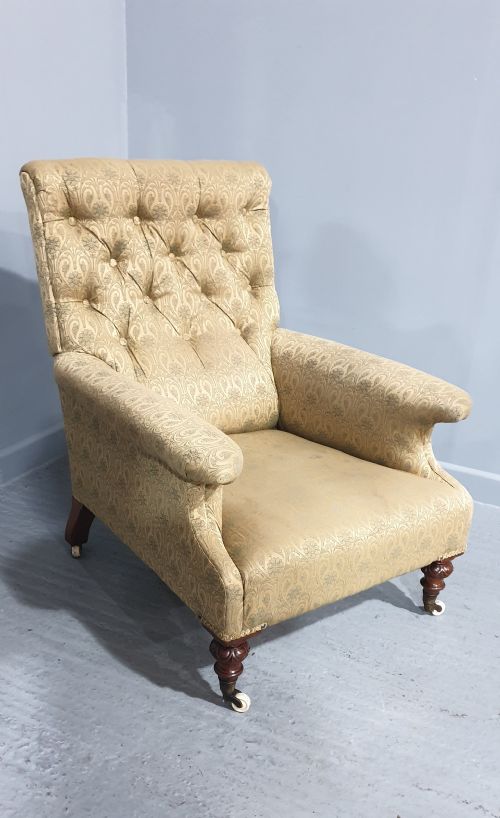 SUPER DEEP SEATED VICTORIAN LIBRARY CHAIR - ADDITIONAL PHOTO 3
