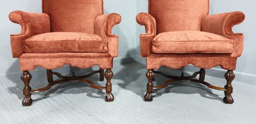 fig 1. Outstanding pair Queen Anne Armchairs