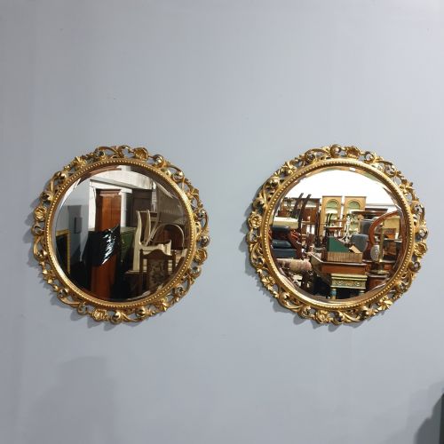 Outstanding Pair Victorian Round Mirrors