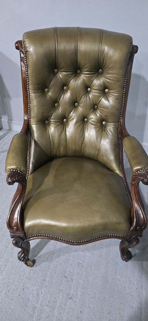OUTSTANDING LEATHER LIBRARY CHAIR - ADDITIONAL PHOTO 7