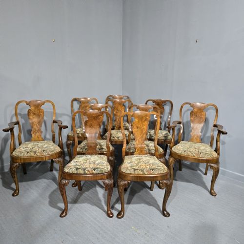 fig 1. Outstanding Set Ten Queen Anne Walnut Dining Chairs
