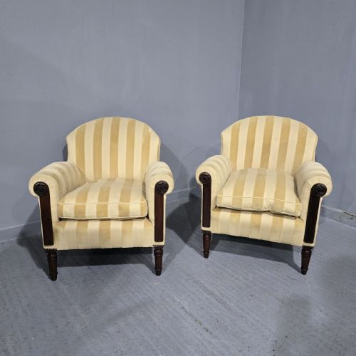 Lovely Pair Mahogany Easy Arm Chairs