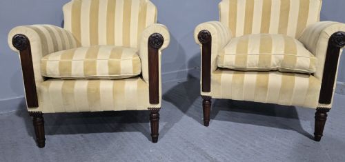 fig 1. Lovely Pair Mahogany Easy Arm Chairs