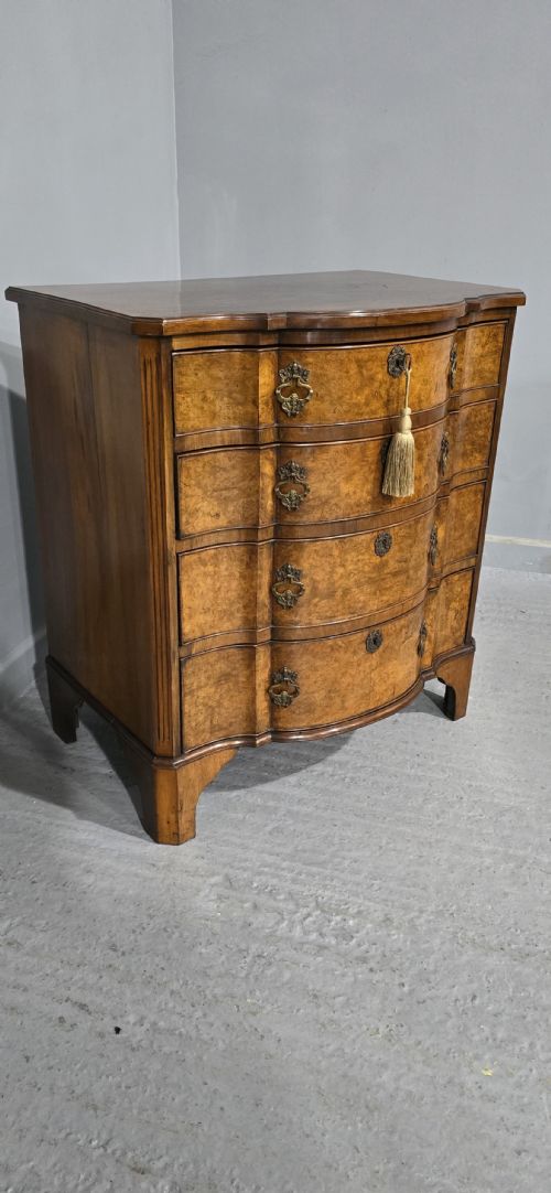 fig 1. Outstanding Bow Front Burr Walnut Chest of Drawers