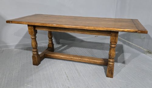 fig 1. Oak Plank Refrectory Kitchen Farmhouse Dining Table