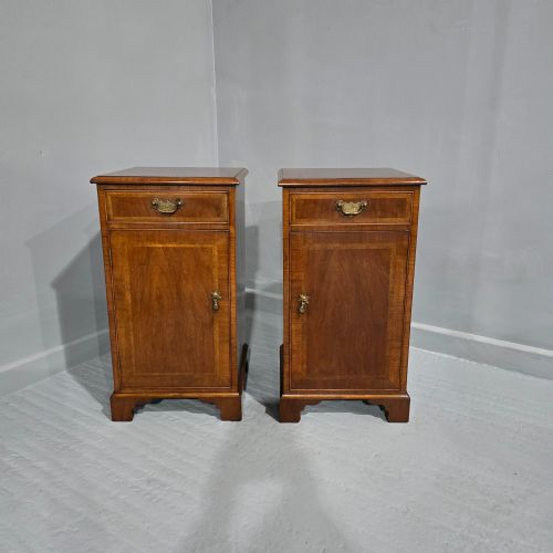 fig 1. Pair Mahogany Inlaid Bedside Cabinets