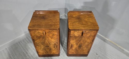 fig 1. Pair Art Deco Burr Walnut Bedside Cabinets