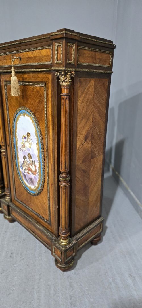 FABULOUS PAIR OF TALL FRENCH LOUIS XVI PORCELAIN MOUNTED CABINETS - ADDITIONAL PHOTO 3