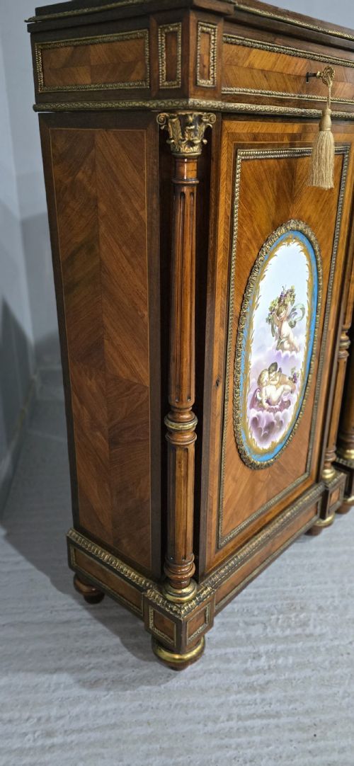 FABULOUS PAIR OF TALL FRENCH LOUIS XVI PORCELAIN MOUNTED CABINETS - ADDITIONAL PHOTO 7
