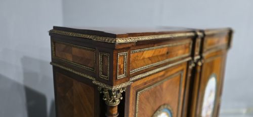 FABULOUS PAIR OF TALL FRENCH LOUIS XVI PORCELAIN MOUNTED CABINETS - ADDITIONAL PHOTO 15