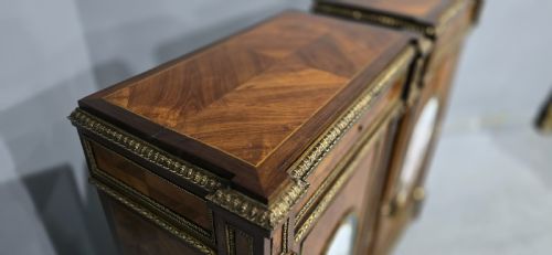 FABULOUS PAIR OF TALL FRENCH LOUIS XVI PORCELAIN MOUNTED CABINETS - ADDITIONAL PHOTO 16