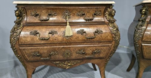 TOP QUALITY PAIR FRENCH BOMBE COMMODE CHESTS OF DRAWERS - ADDITIONAL PHOTO 9