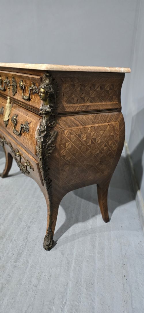 TOP QUALITY PAIR FRENCH BOMBE COMMODE CHESTS OF DRAWERS - ADDITIONAL PHOTO 12