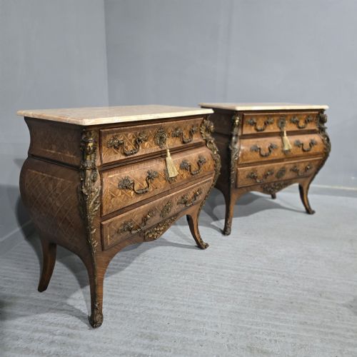 TOP QUALITY PAIR FRENCH BOMBE COMMODE CHESTS OF DRAWERS - ADDITIONAL PHOTO 15