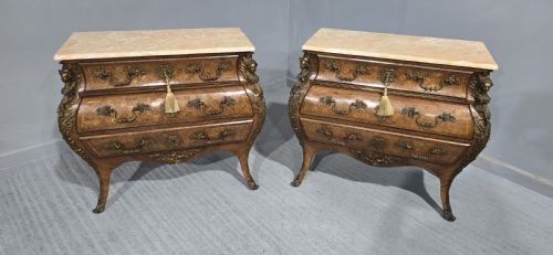 TOP QUALITY PAIR FRENCH BOMBE COMMODE CHESTS OF DRAWERS - ADDITIONAL PHOTO 17