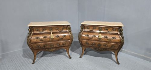 TOP QUALITY PAIR FRENCH BOMBE COMMODE CHESTS OF DRAWERS - ADDITIONAL PHOTO 18