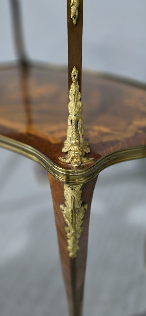 OUTSTANDING FRENCH MARQUETRY ETAGERE TWO TIER TABLE - ADDITIONAL PHOTO 6