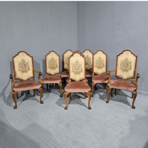 Superb Set Eight Walnut Dining Chairs