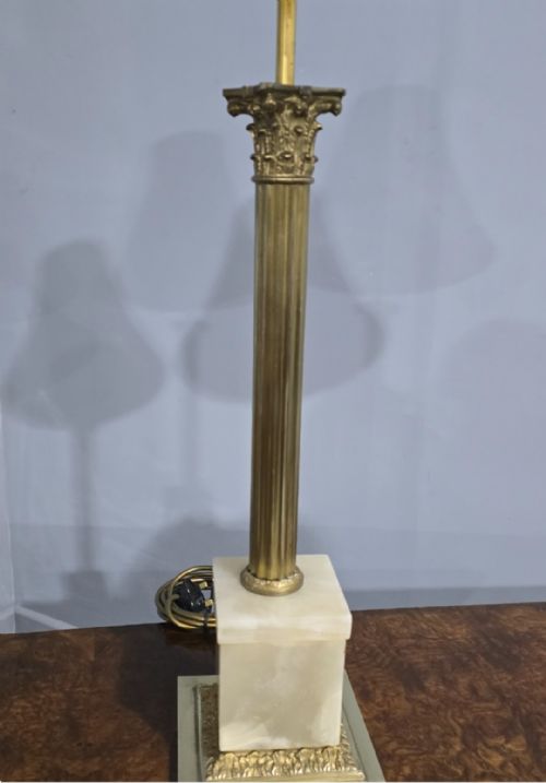 GOOD PAIR BRASS CORINTHIAN COLUMN LAMPS - ADDITIONAL PHOTO 5
