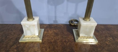 GOOD PAIR BRASS CORINTHIAN COLUMN LAMPS - ADDITIONAL PHOTO 6