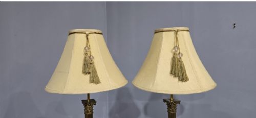 GOOD PAIR BRASS CORINTHIAN COLUMN LAMPS - ADDITIONAL PHOTO 7