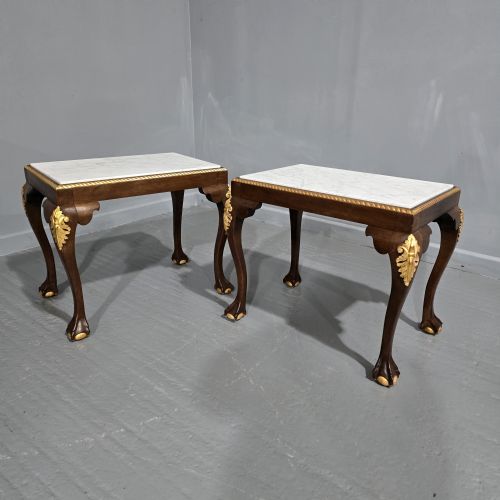 WONDERFUL PAIR MAHOGANY LAMP TABLES