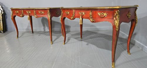 OUTSTANDING PAIR OF RED LAQUERED BUREAU PLATT DESKS - ADDITIONAL PHOTO 11