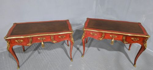 OUTSTANDING PAIR OF RED LAQUERED BUREAU PLATT DESKS - ADDITIONAL PHOTO 13