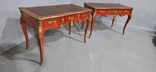 OUTSTANDING PAIR OF RED LAQUERED BUREAU PLATT DESKS - ADDITIONAL PHOTO 14