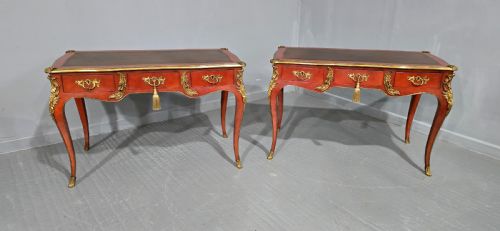 OUTSTANDING PAIR OF RED LAQUERED BUREAU PLATT DESKS - ADDITIONAL PHOTO 16
