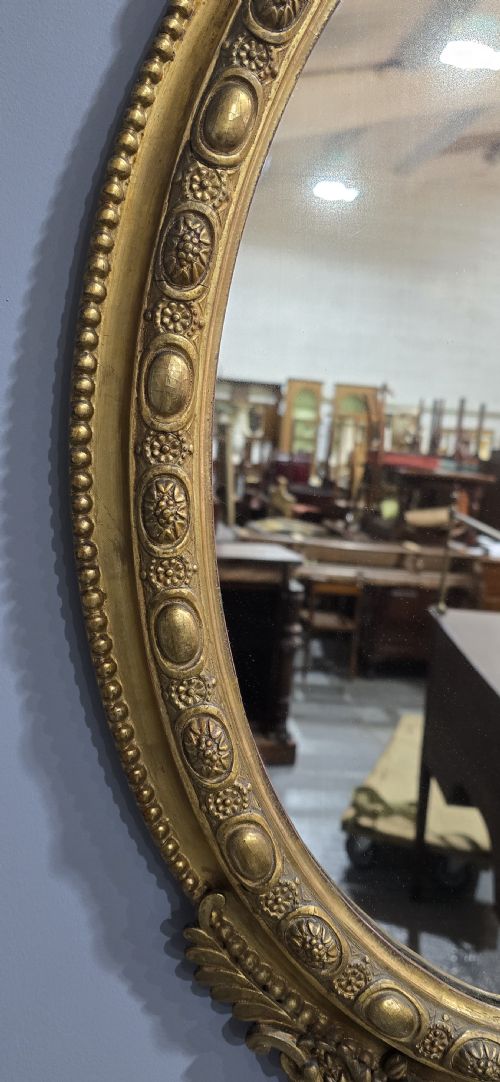 FABULOUS ENGLISH GILT OVAL MIRROR - ADDITIONAL PHOTO 6