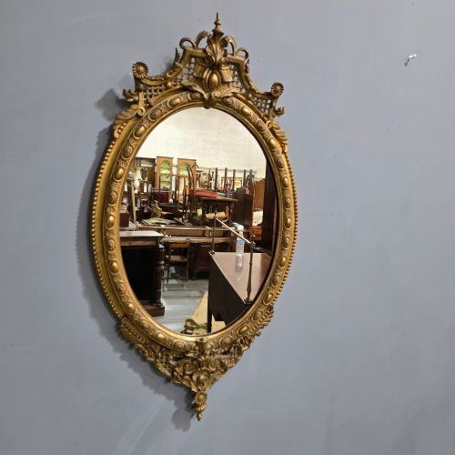 FABULOUS ENGLISH GILT OVAL MIRROR - ADDITIONAL PHOTO 1