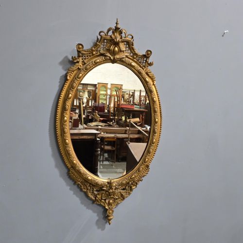 FABULOUS ENGLISH GILT OVAL MIRROR - ADDITIONAL PHOTO 2