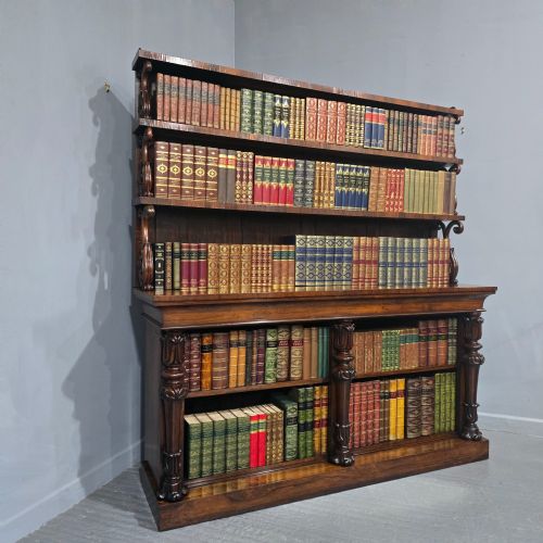 LARGE TOP QUALITY WILLIAM 4TH OPEN LIBRARY WATERFALL BOOKCASE - ADDITIONAL PHOTO 14
