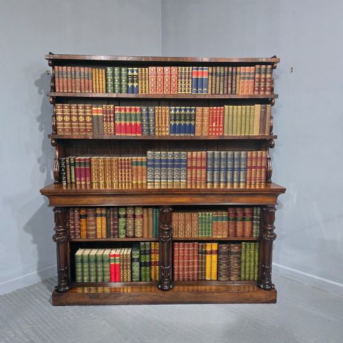 LARGE TOP QUALITY WILLIAM 4TH OPEN LIBRARY WATERFALL BOOKCASE - ADDITIONAL PHOTO 15
