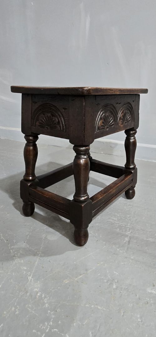 C19TH AND EARLIER OAK STOOL - ADDITIONAL PHOTO 2
