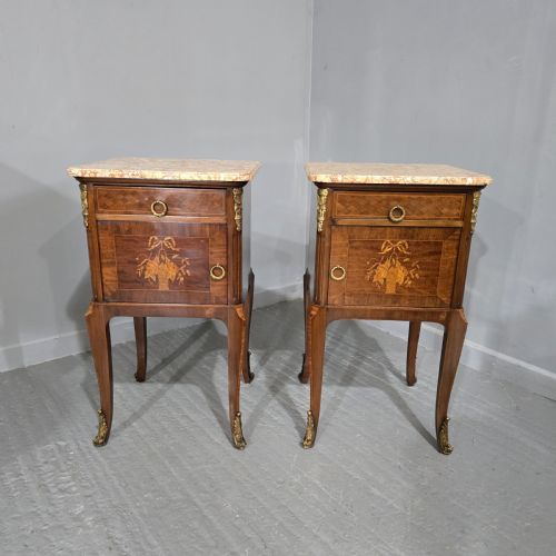 Pair Oversized French Bedside Lamp Cabinets
