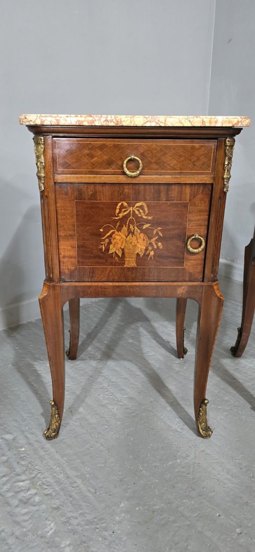 fig 1. Pair Oversized French Bedside Lamp Cabinets