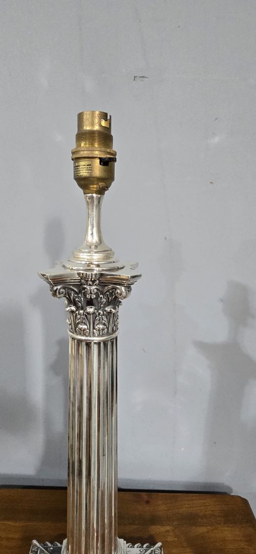 ANTIQUE SILVER PLATED TABLE LAMP - ADDITIONAL PHOTO 5