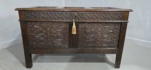 fig 1. Superb Charles II Oak Coffer