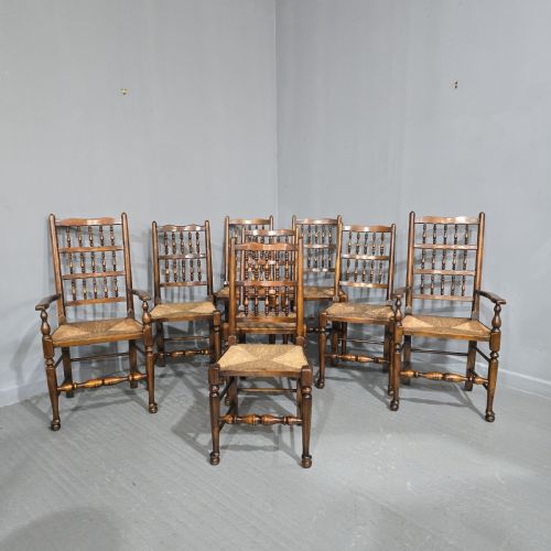 Excellent Set Eight Lancashire Dining Chairs