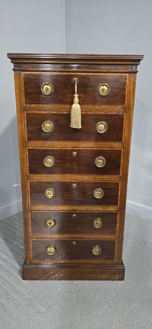 fig 1. Top Quality Mahogany Inlaid Chest of Small Proportions