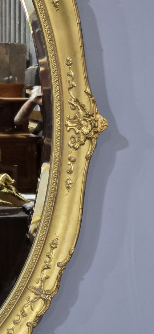 LOVELY VICTORIAN OVAL GILT MIRROR - ADDITIONAL PHOTO 4