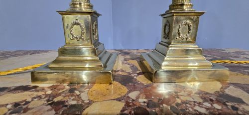 PAIR ANTIQUE CORINTHIAN COLUMN LAMPS - ADDITIONAL PHOTO 3