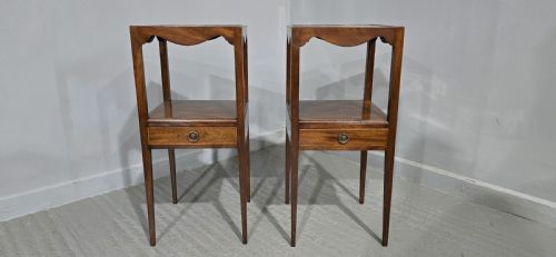 fig 1. Pair Mahogany Inlaid Bedside Lamp Tables