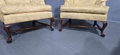 fig 1. Superb Pair Mahogany Wing Library Armchairs