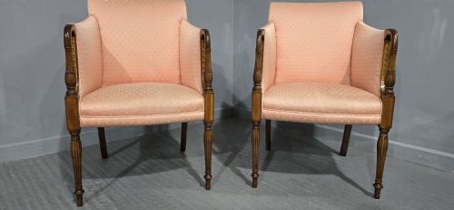 fig 1. Fine Pair Mahogany Inlaid Armchairs