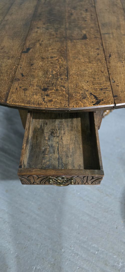 SUPER C18TH OAK DROPLEAF DINING TABLE - ADDITIONAL PHOTO 9